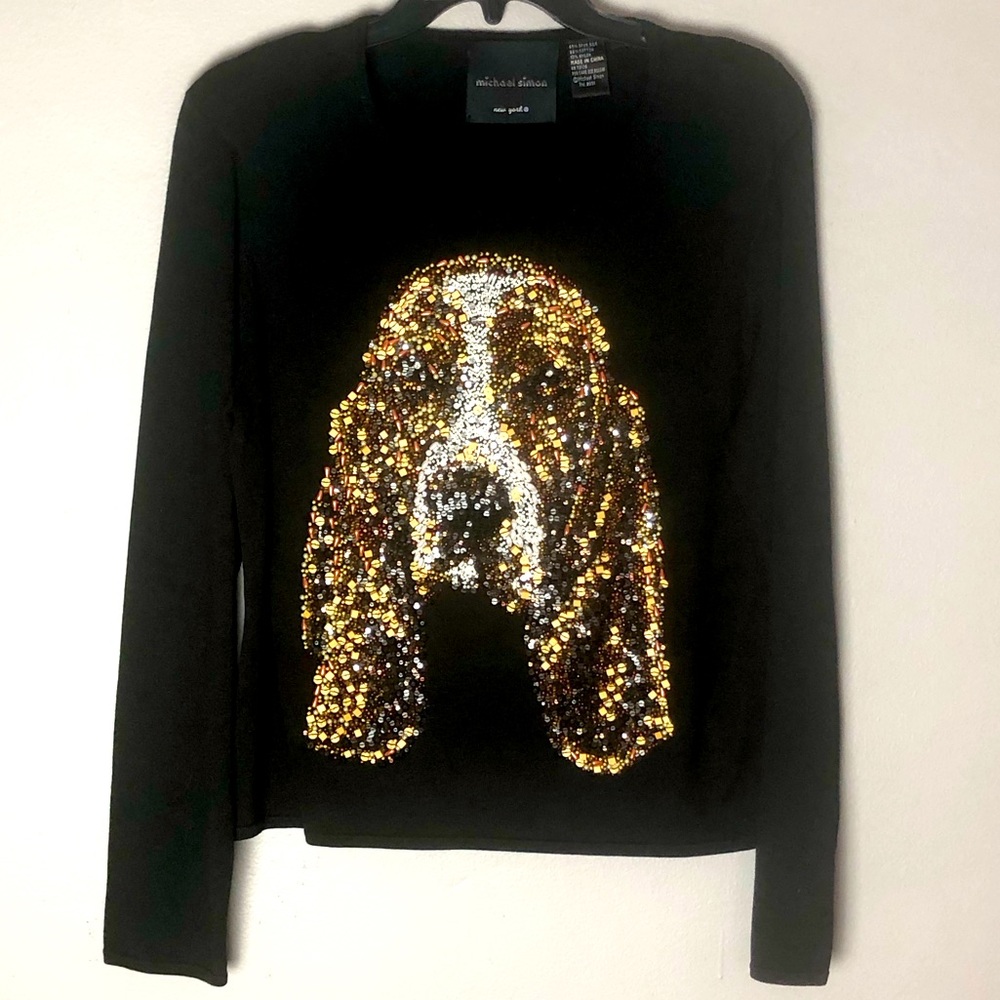Michael Simon New York Basset Hound Sweater Sz M